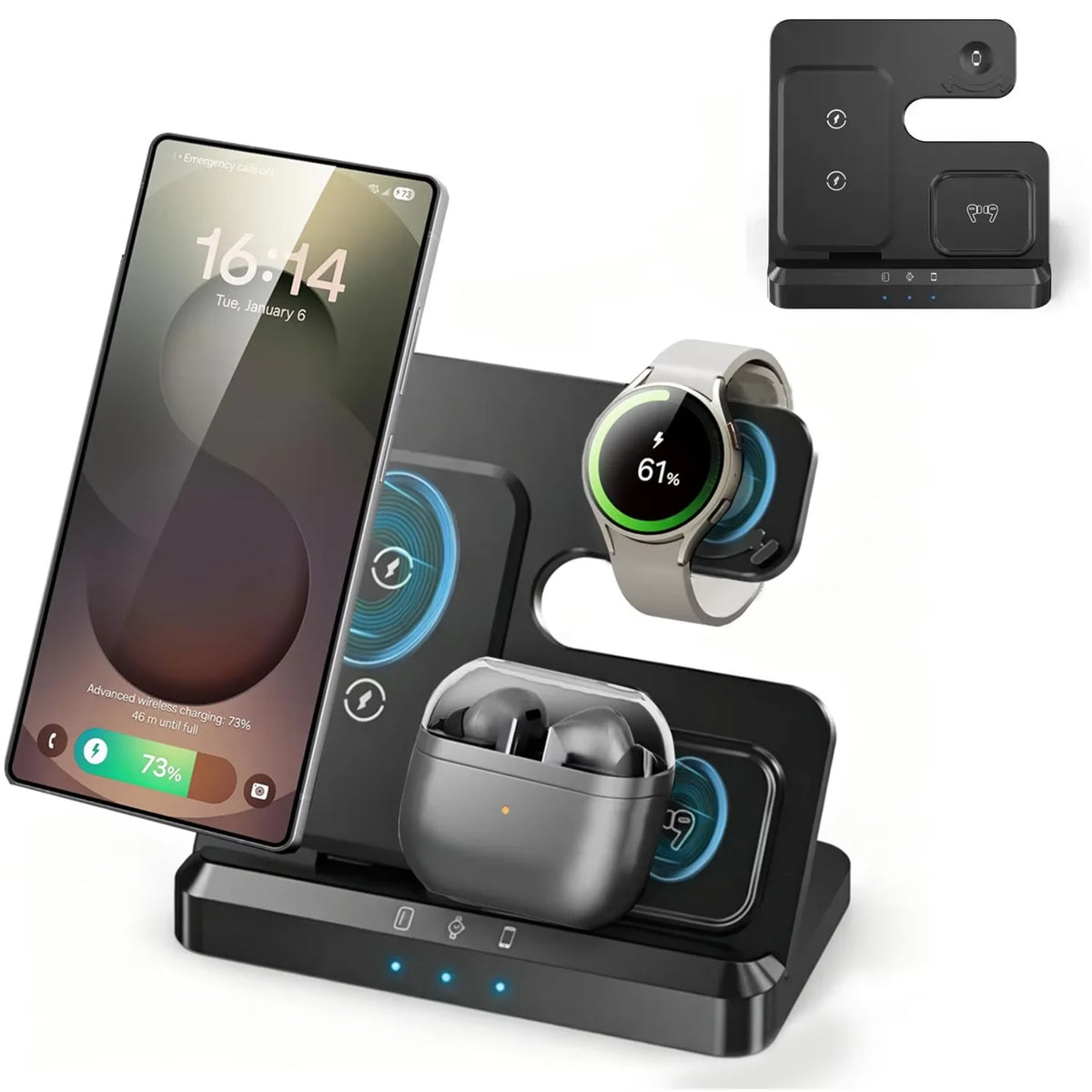 Carregador Sem Fio 4 em 1 para Samsung
