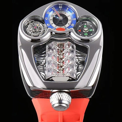 Relógio Masculino de Quartzo Engine — Aço Inoxidável, Bússola e 3 ATM