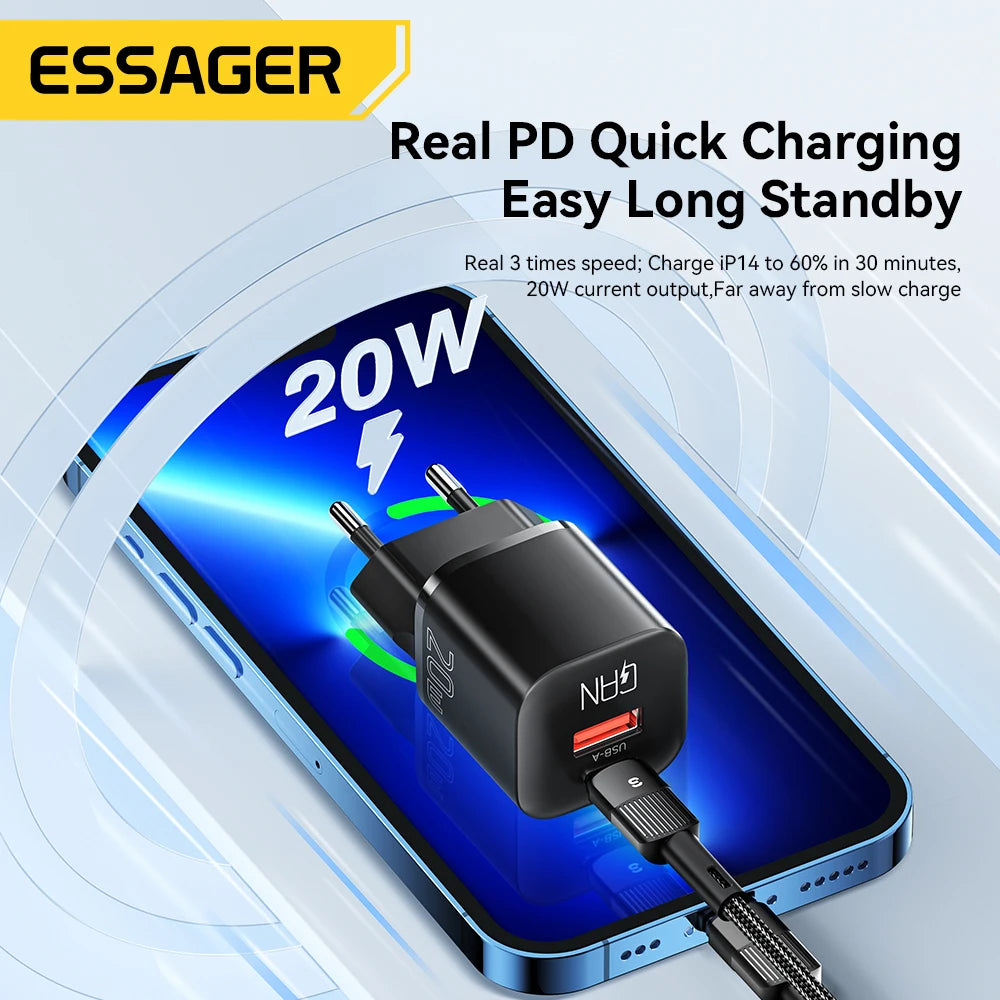 Carregador Essager 20W GaN USB C