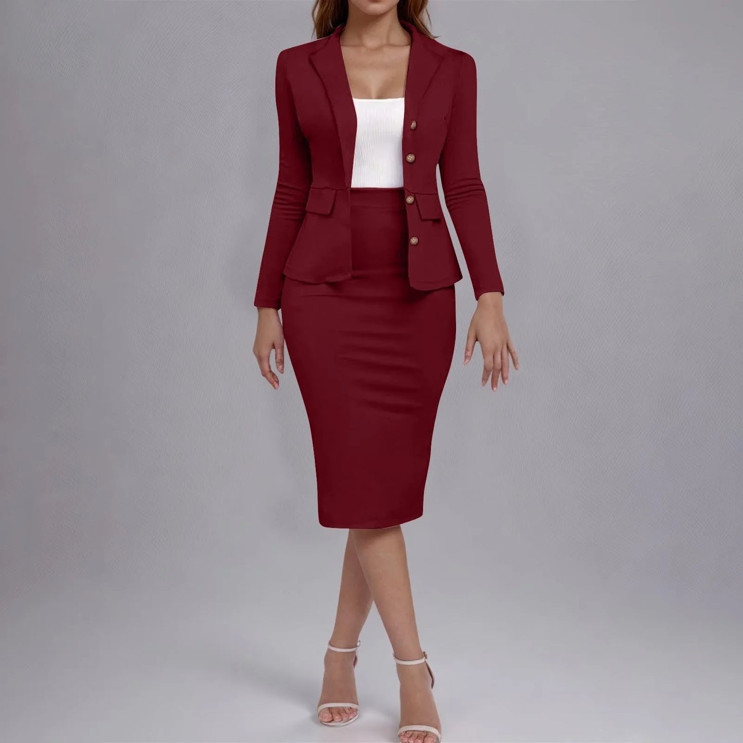 Conjunto Feminino de 2 Peças — Blazer e Saia