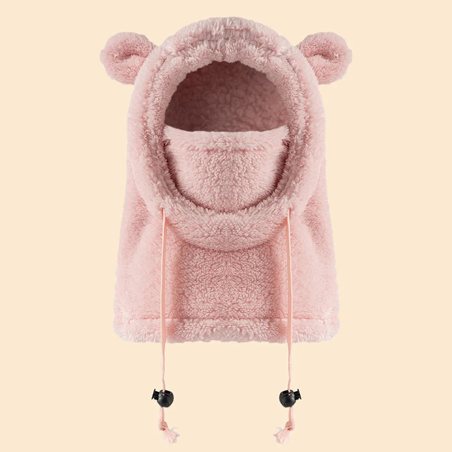 Gorro infantil de peça única com proteção quente para orelhas e pescoço
