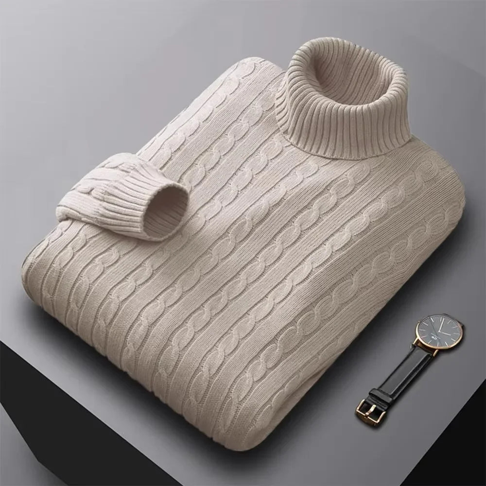 Suéter Masculino de Gola Alta em Malha – Casual e Quente