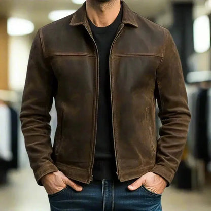 Jaqueta masculina de couro sintético para primavera e outono