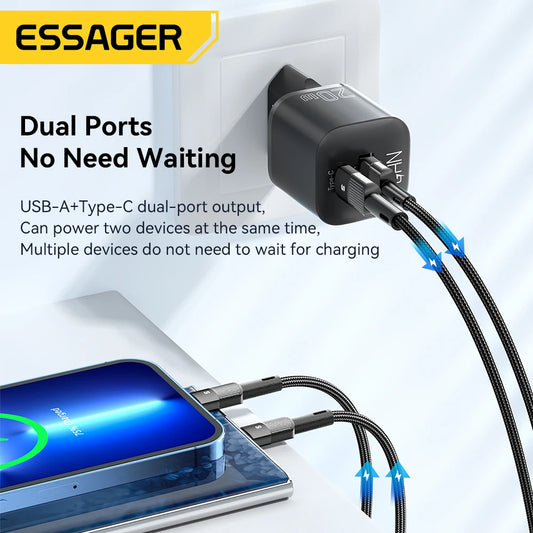 Carregador ESSAGER GaN USB-C 20 W