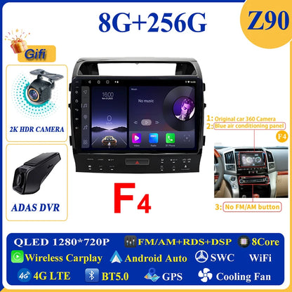 Central Multimídia Android 16 para Toyota Land Cruiser 11 200 2007-2015