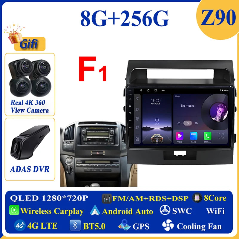 Central Multimídia Android 16 para Toyota Land Cruiser 11 200 2007-2015