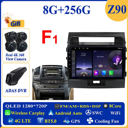 Central Multimídia Android 16 para Toyota Land Cruiser 11 200 2007-2015