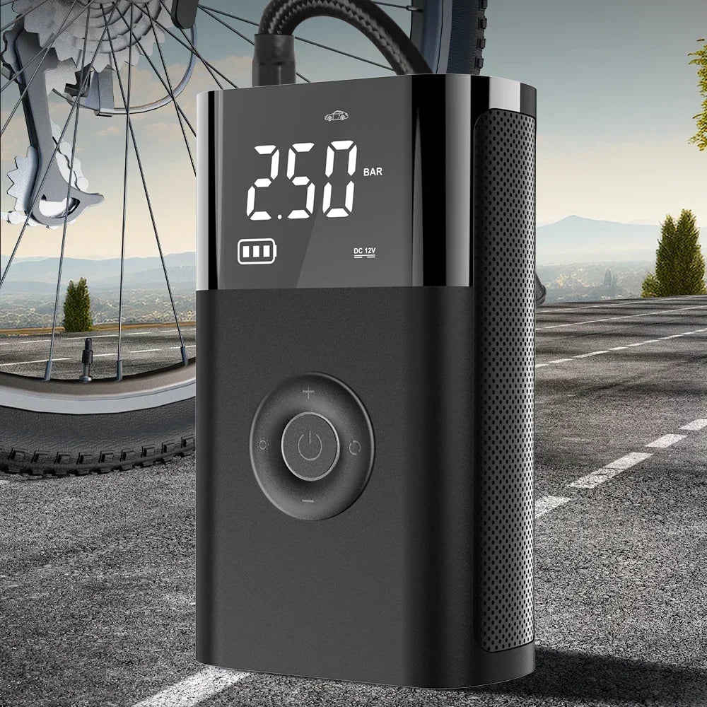 Compressor de ar portátil com luz LED para carro