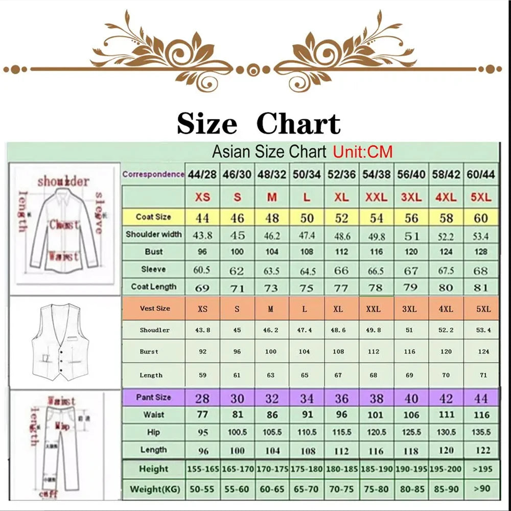 Terno Masculino de 3 Peças com Bordado Floral Vermelho