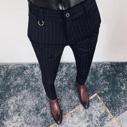 Calças sociais casuais slim fit masculinas para a primavera