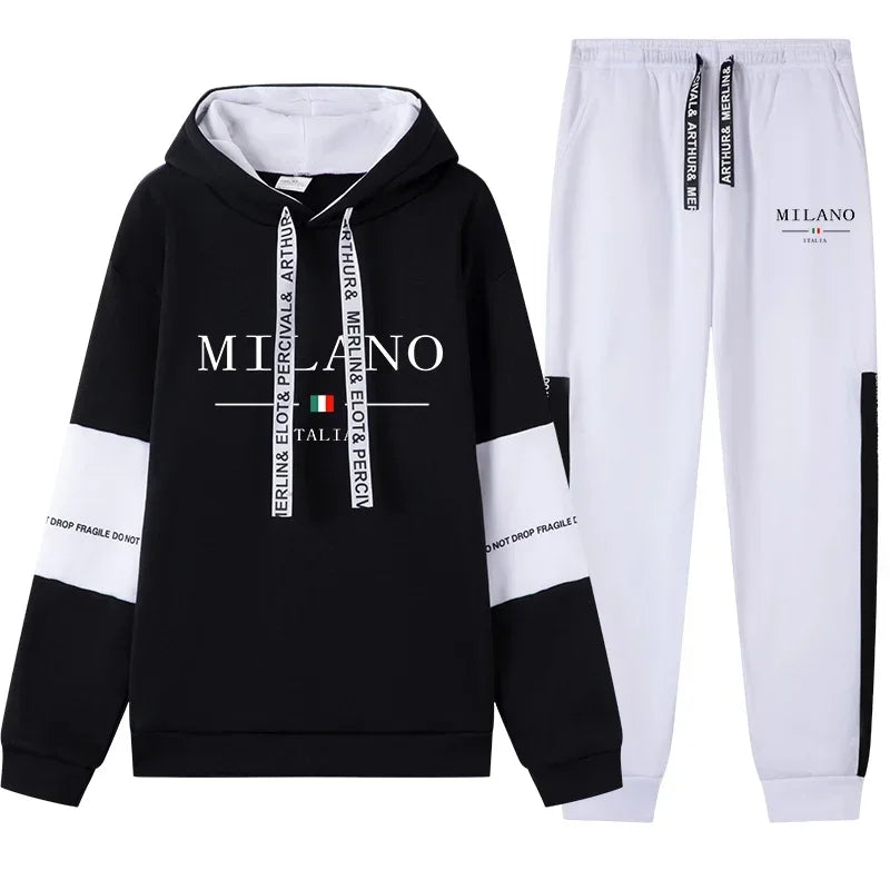 Conjunto de Moletom Unissexo com Capuz e Calças