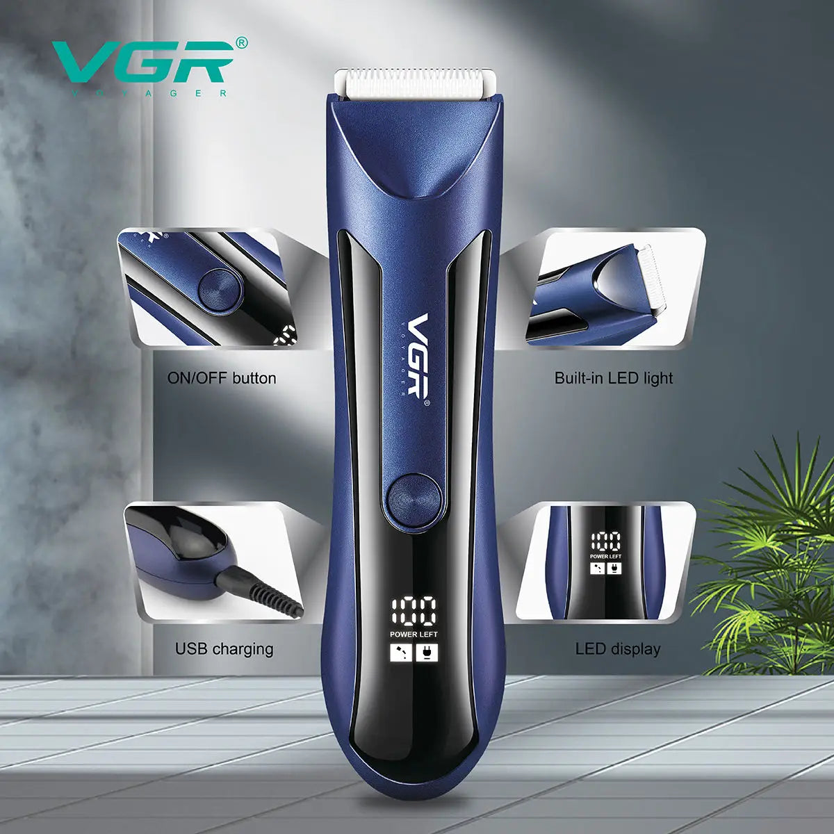 Aparador de pelos corporais recarregáveis VGR 951