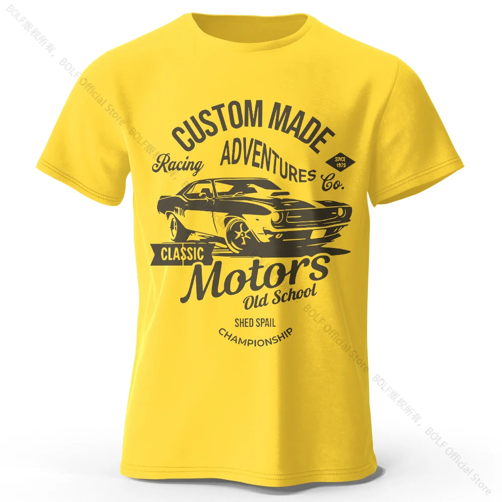 T-shirts com estampa de motor, 100% algodão