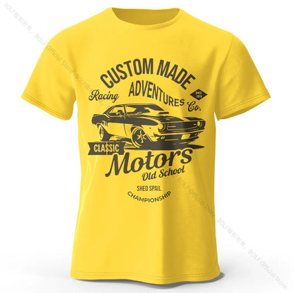 T-shirts com estampa de motor, 100% algodão
