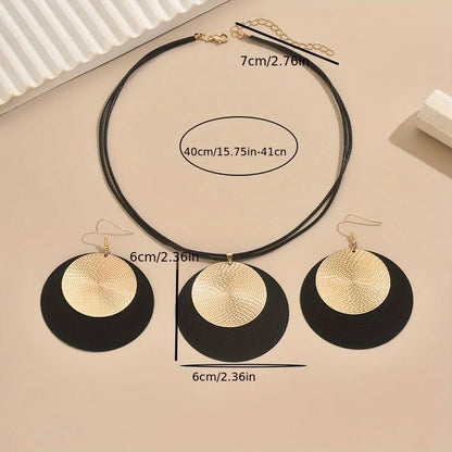 Conjunto de colar e grandes brincos redondos