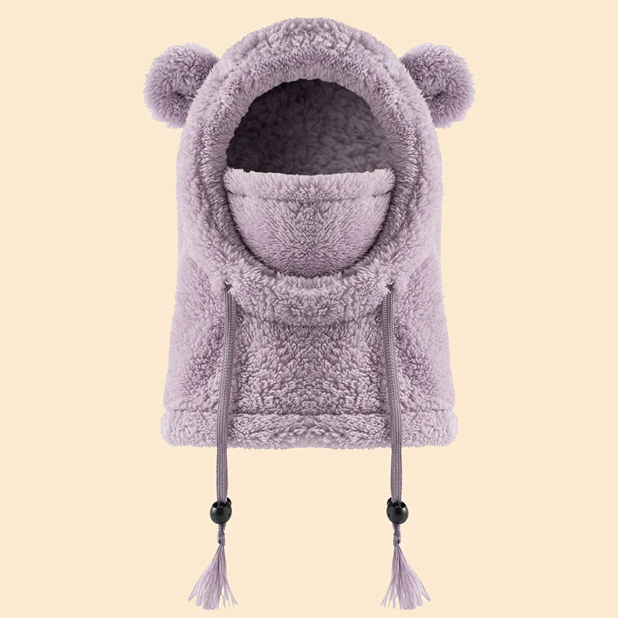 Gorro infantil de peça única com proteção quente para orelhas e pescoço