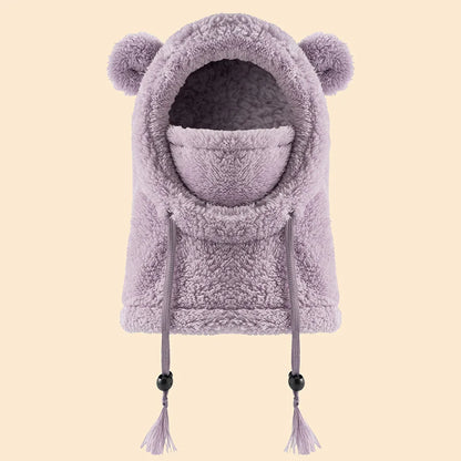 Gorro infantil de peça única com proteção quente para orelhas e pescoço