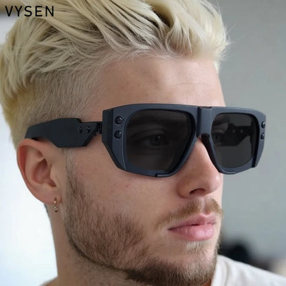 Óculos de Sol Polarizados Estilo Steampunk Quadrados