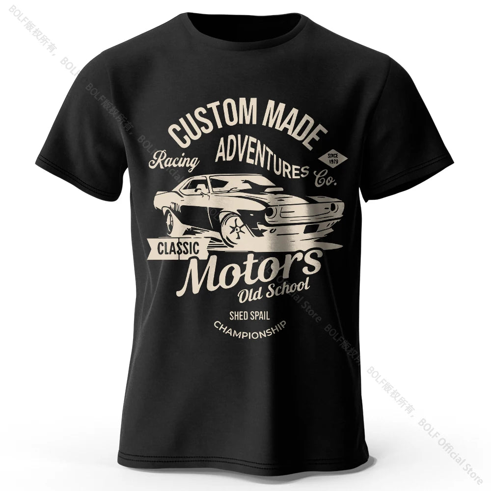 T-shirts com estampa de motor, 100% algodão