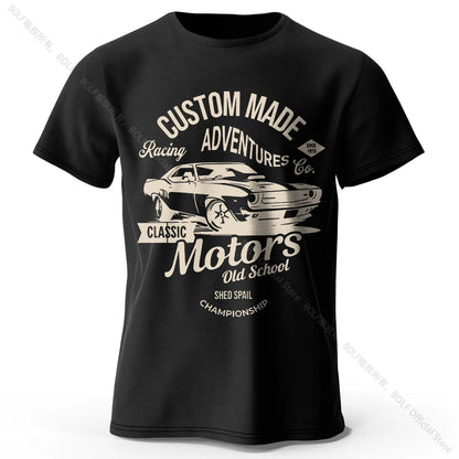T-shirts com estampa de motor, 100% algodão