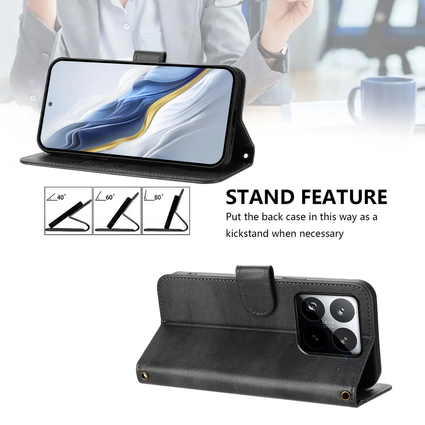 Capa flip de couro de luxo para Xiaomi
