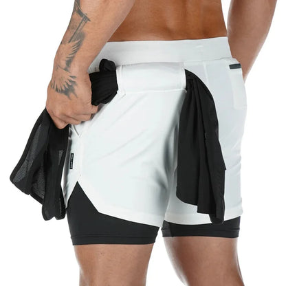 Calções Desportivos Masculinos de Dupla Camada