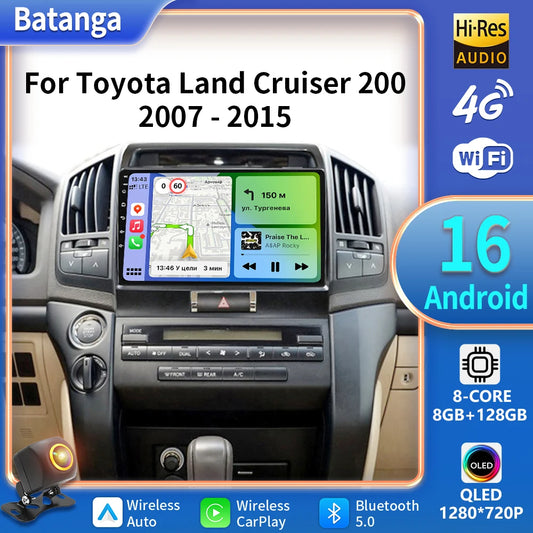 Central Multimédia Android para Toyota Land Cruiser 200 (2007–2015) – CarPlay, GPS e Wi‑Fi