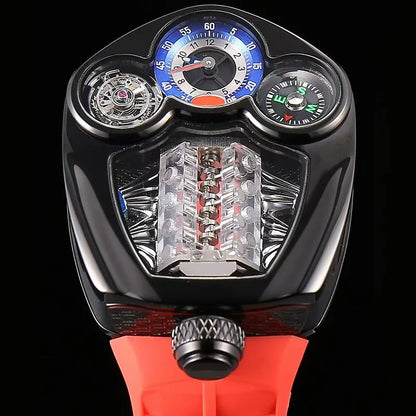 Relógio Masculino de Quartzo Engine — Aço Inoxidável, Bússola e 3 ATM