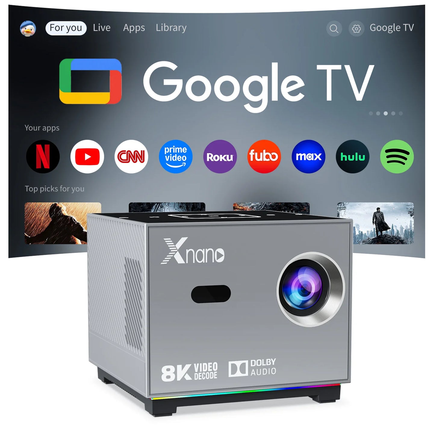Projector portátil Xnano 8K X3 com Android