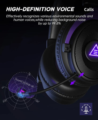 Headset Gamer OneOdio EKSA E900 WT — Sem Fio 2.4G, Bluetooth e RGB