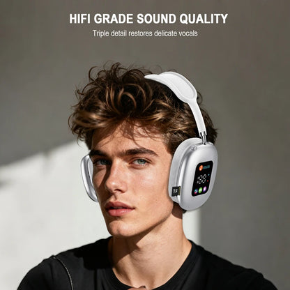 Fones de ouvido Bluetooth sem fio com tela digital RGB