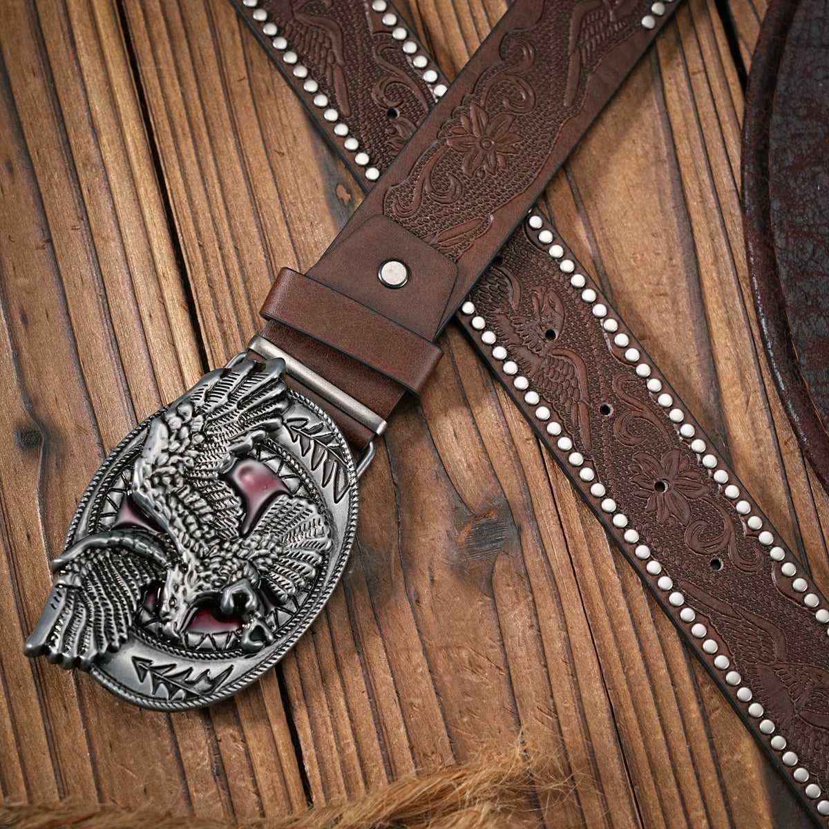 Cinto Unissex Western Vintage em Couro PU com Fivela
