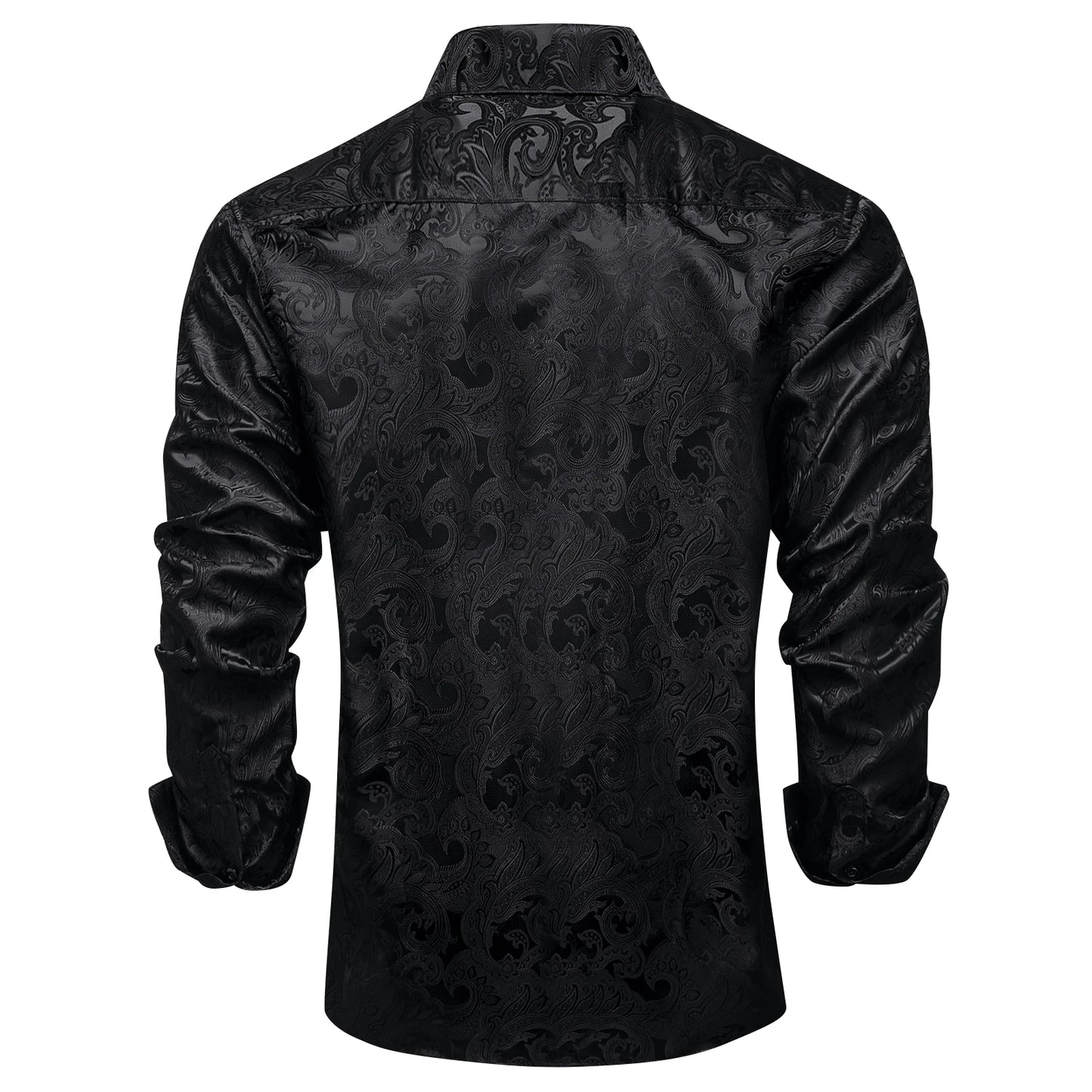 Camisa Masculina Paisley de Manga Longa em Poliéster