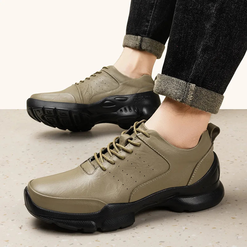 Sapatos Masculinos de Couro com Aumento de Altura