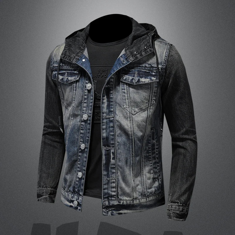 Casaco jeans masculina com capuz