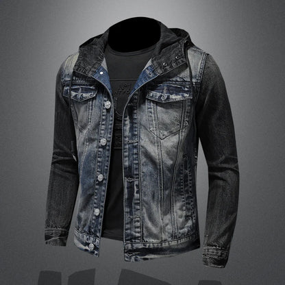 Casaco jeans masculina com capuz