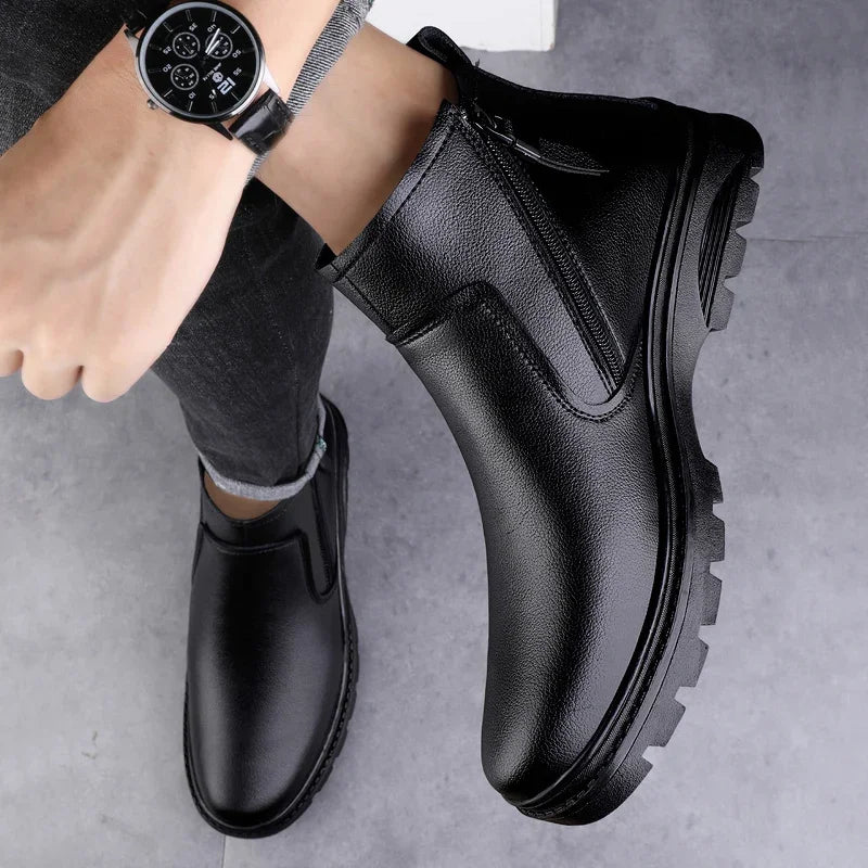 Botas Chelsea Masculinas em Couro Genuíno