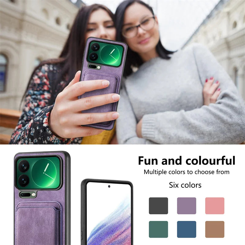 Capa carteira de couro magnético de luxo para Xiaomi