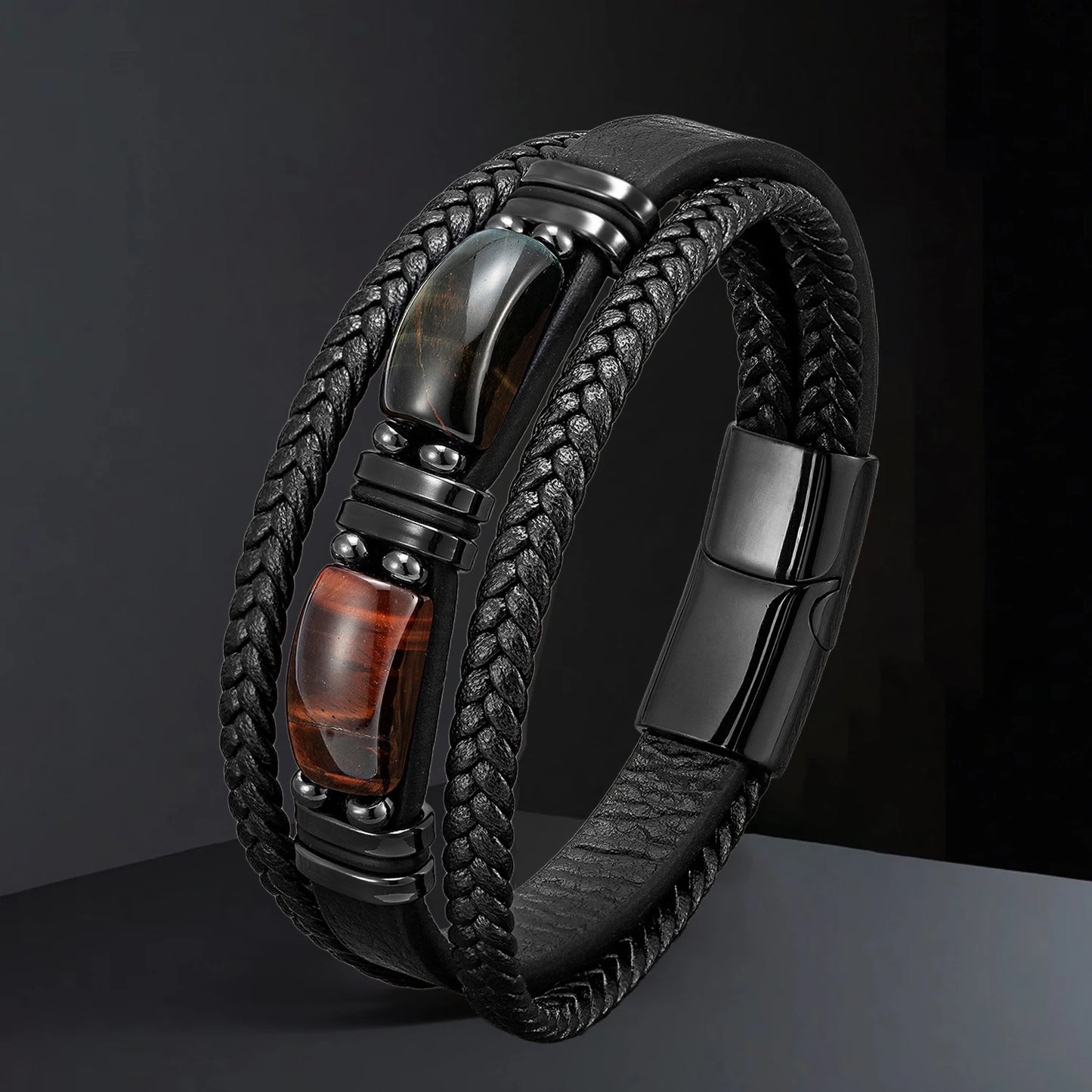 Pulseiras de couro com pedra natural