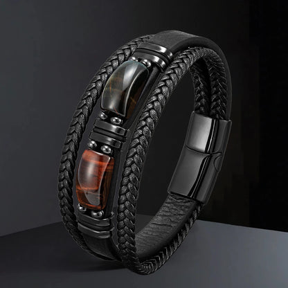 Pulseiras de couro com pedra natural