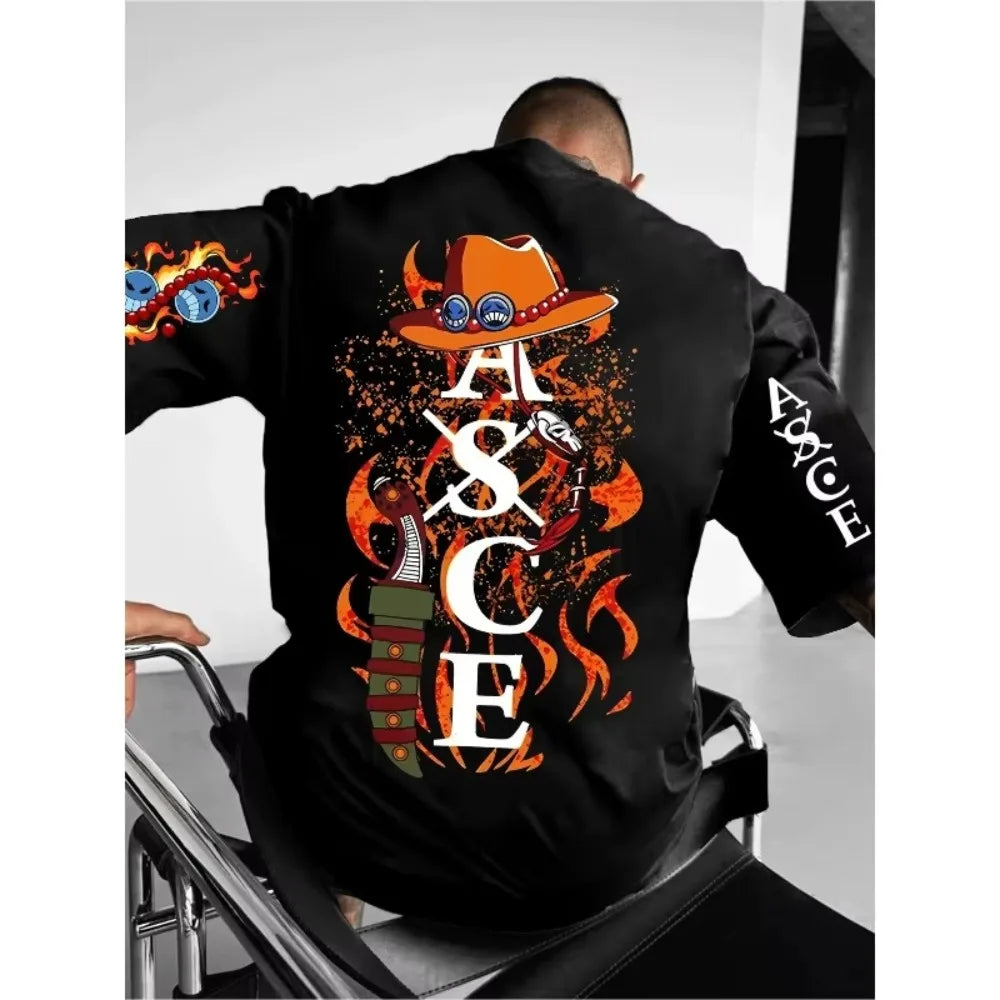 T-shirt masculina One Piece Portgas D. Ace