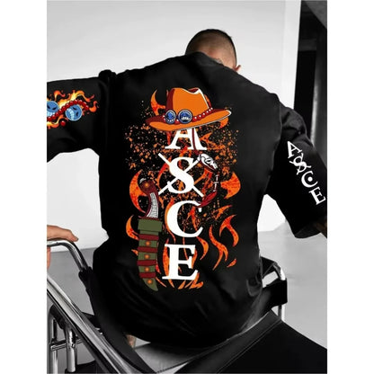 T-shirt masculina One Piece Portgas D. Ace