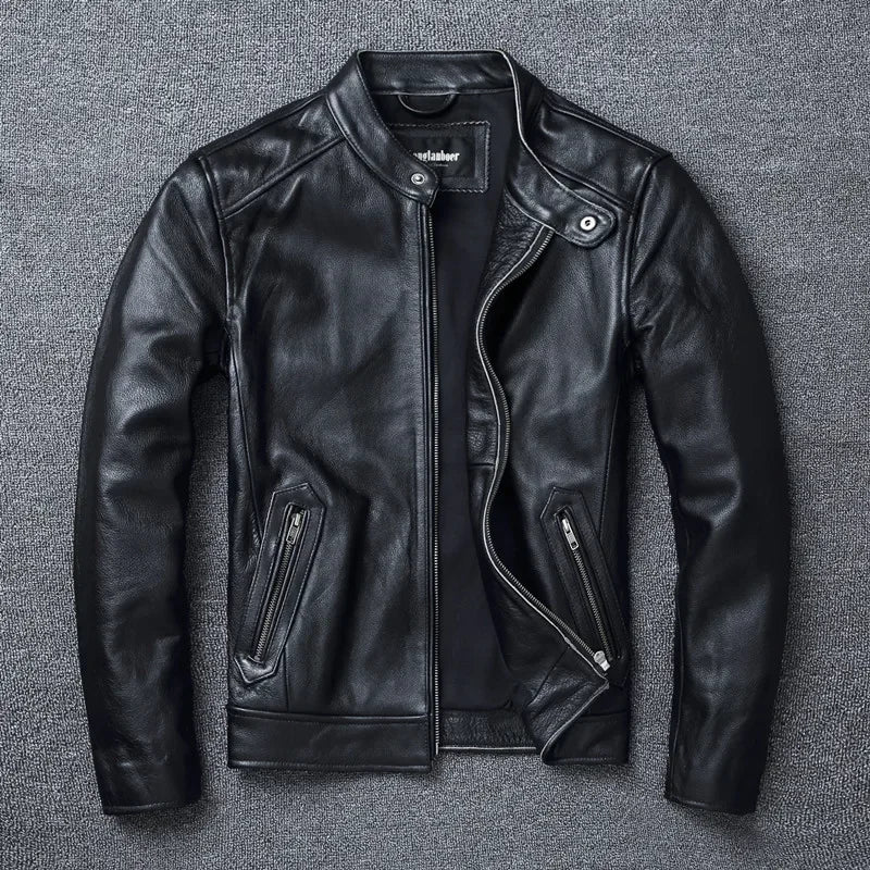 Jaqueta de Couro Masculina para Motociclismo e Uso Casual