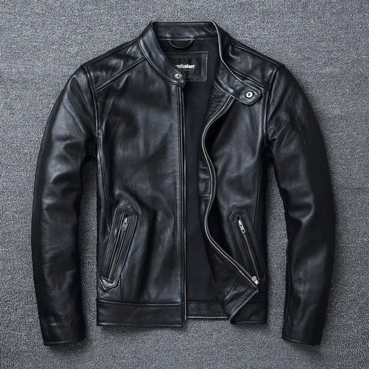 Jaqueta de Couro Masculina para Motociclismo e Uso Casual