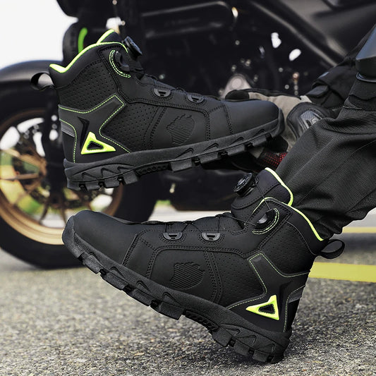 Botas Masculinas de Motociclista em Couro — Antiderrapantes e Respiráveis