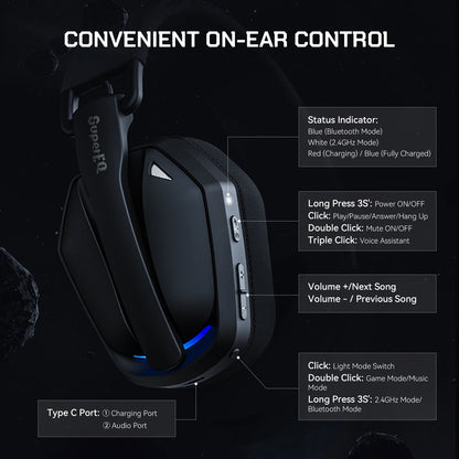 Headset Gamer EKSA G19BT — 2.4 GHz, Bluetooth 5.4, RGB e 35 Horas