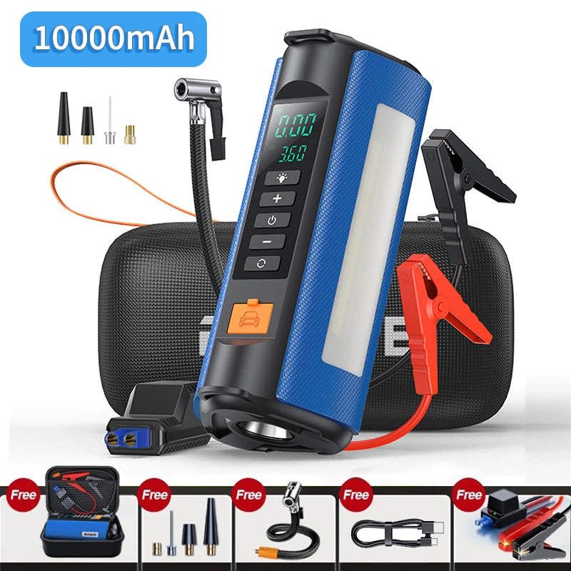 Arrancador de Bateria Portátil 2000A 12V com Compressor de Ar 150 PSI