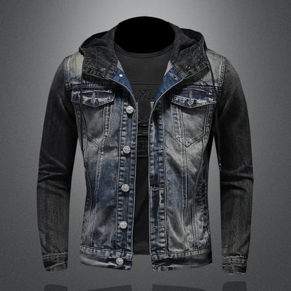 Casaco jeans masculina com capuz