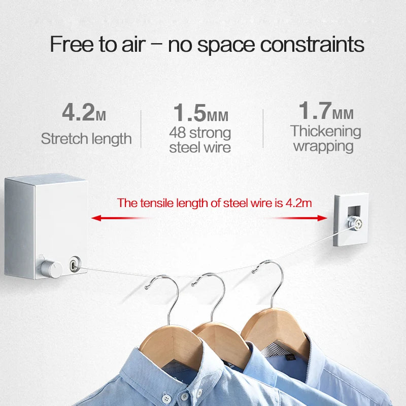 Varal retrátil de aço inoxidável