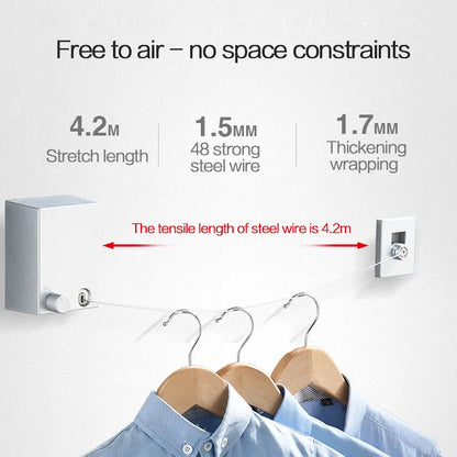 Varal retrátil de aço inoxidável